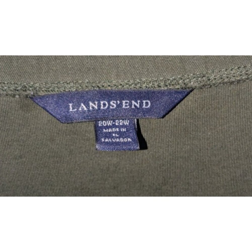 Lands' End Olive Green V-Neck Button-Front Long Cardigan Pockets Womens 20W-22W - Picture 3 of 9